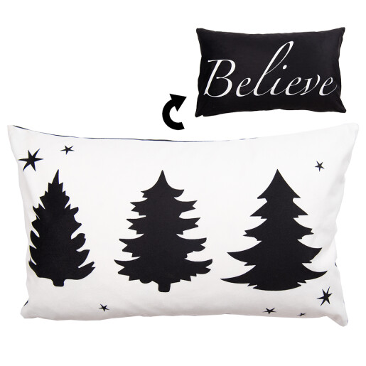 Fata perna Believe textil negru alb 30x50 cm