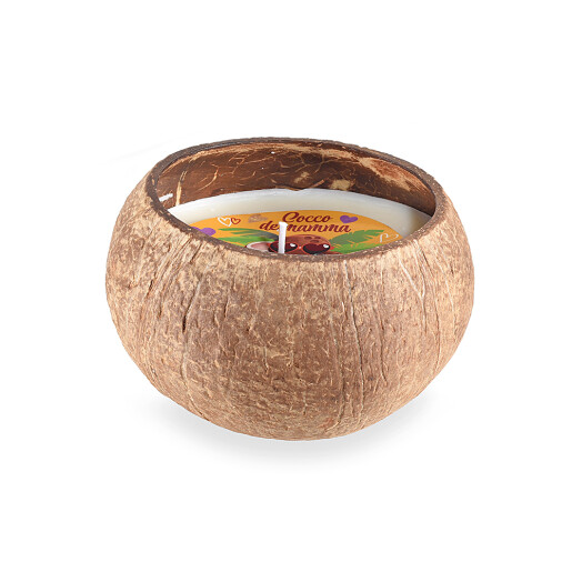 Lumanare parfumata in coaja, aroma Nuca Cocos, Palmier Ø 10,5 cm x 7,5 H