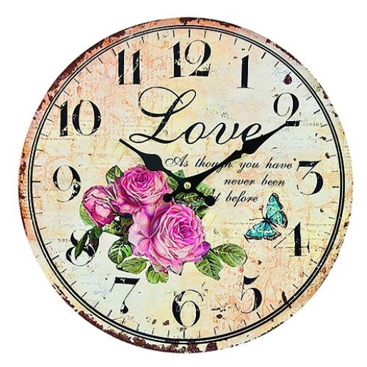 Ceas perete lemn Love ø34