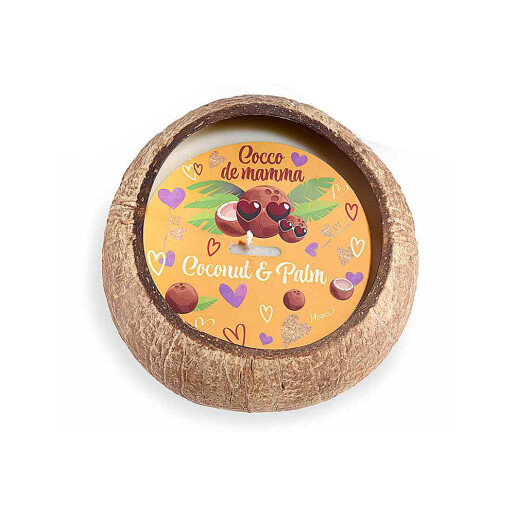 Lumanare parfumata in coaja, aroma Nuca Cocos, Palmier Ø 10,5 cm x 7,5 H