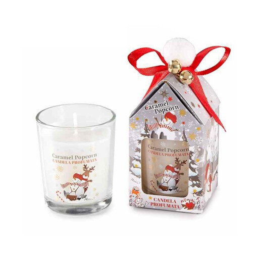 Lumanare parfumata Craciun aroma Piersica si Nuca Cocos cm 5,5 x 5,5 x 12 H