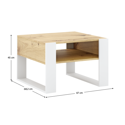 Masuta DTD stejar artisan alba Cara 67x68.2x45 cm