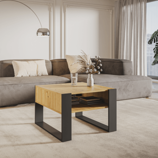 Masuta DTD stejar artisan neagra Cara 67x68.2x45 cm