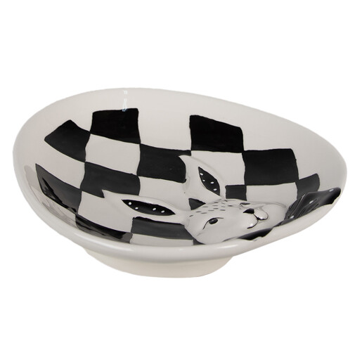 Platou Paste portelan alb negru 21x18x4 cm