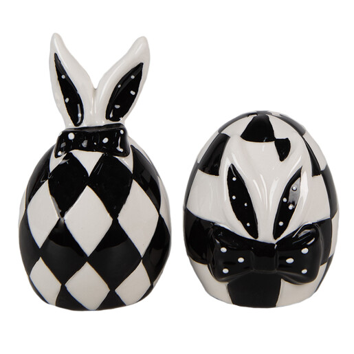 Set solnita pipernita portelan alb negru 5x9 cm, 5x7 cm