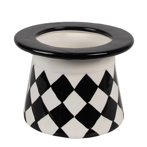 Borcan ceramica alba neagra Iepuras 13x13x20 cm