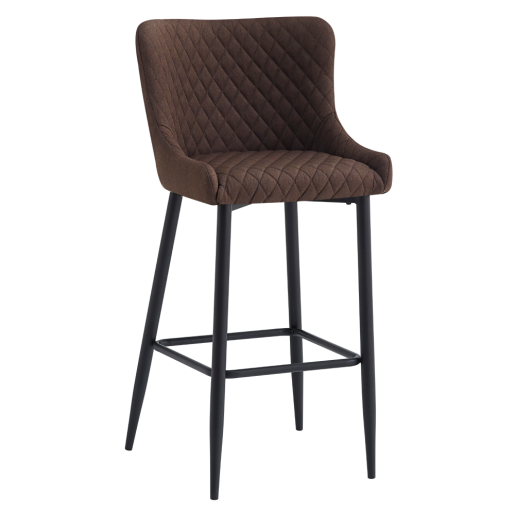 Scaun bar textil maro metal negru Cezaria 51x56x105,5 cm