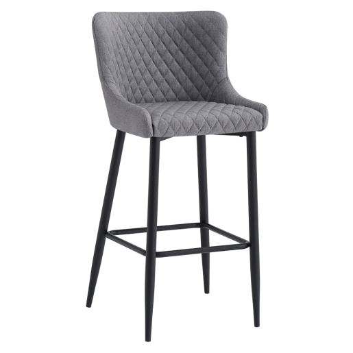 Scaun bar textil gri metal negru Cezaria 51x56x105,5 cm