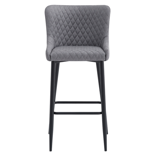 Scaun bar textil gri metal negru Cezaria 51x56x105,5 cm