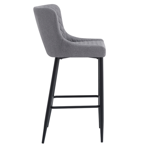 Scaun bar textil gri metal negru Cezaria 51x56x105,5 cm