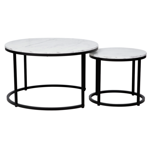 Set 2 masute alb negru Cirko 80x48 cm, 48x42 cm
