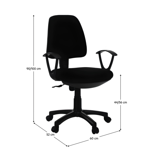 Scaun birou negru Colby 60x52x90-100 cm
