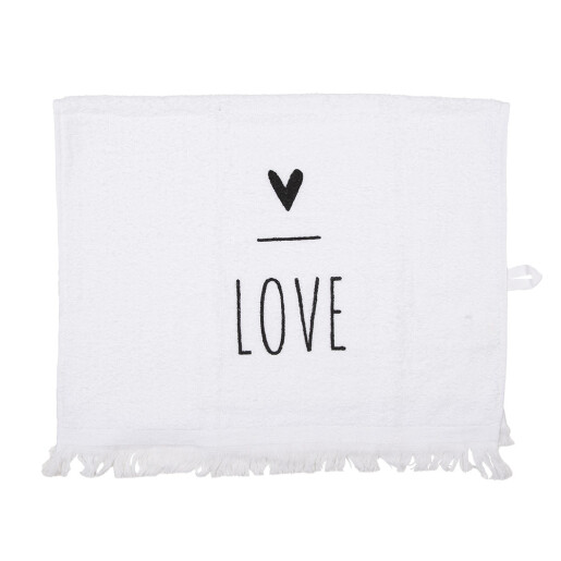 Prosop de maini si fata bumbac alb negru Love 40x66 cm