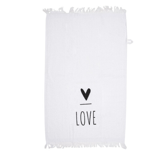 Prosop de maini si fata bumbac alb negru Love 40x66 cm