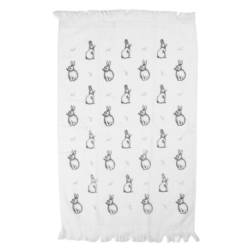 Prosop maini si fata bumbac alb negru Iepurasi 40x66 cm
