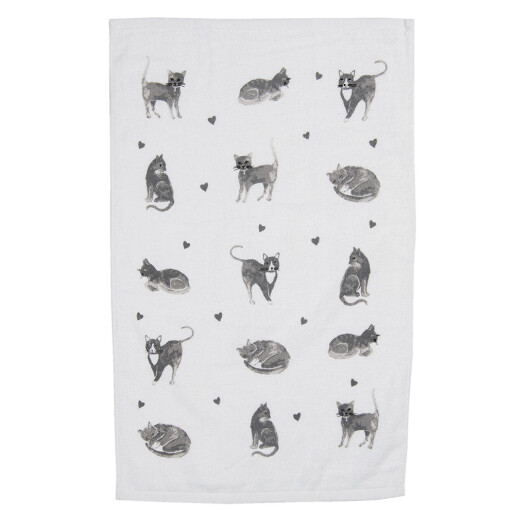 Prosop de maini si fata bumbac alb gri Pisicute 40x66 cm