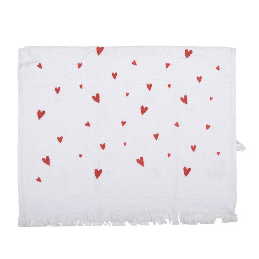 Prosop de maini si fata bumbac alb rosu Inimioare 40x66 cm