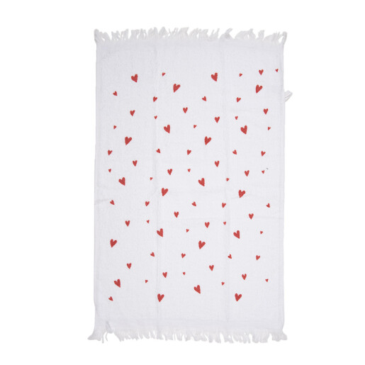 Prosop de maini si fata bumbac alb rosu Inimioare 40x66 cm
