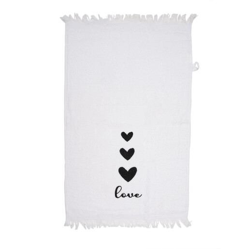 Prosop de maini si fata bumbac alb negru Love 40x66 cm