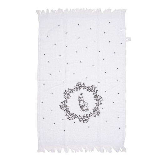 Prosop de maini si fata bumbac alb negru Pisicuta 40x66 cm