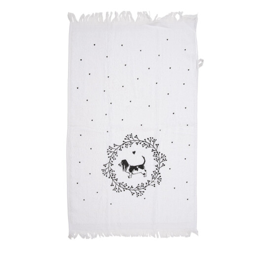 Prosop de maini si fata bumbac negru alb Catelus 40x66 cm
