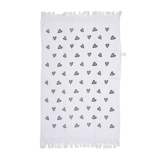 Prosop de maini si fata bumbac negru alb Inimioare 40x66 cm