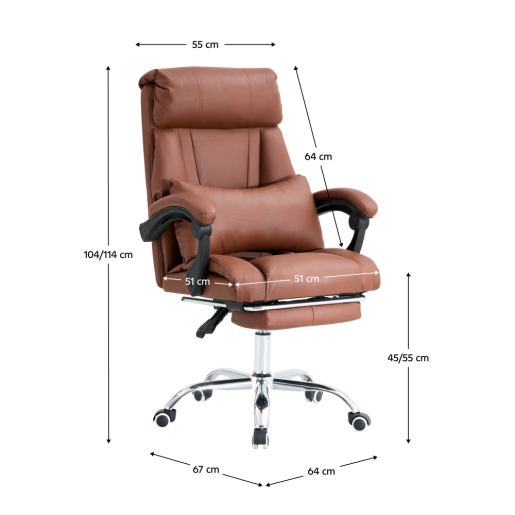 Scaun birou suport picioare piele ecologica maro Darton 64x67x104-114 cm