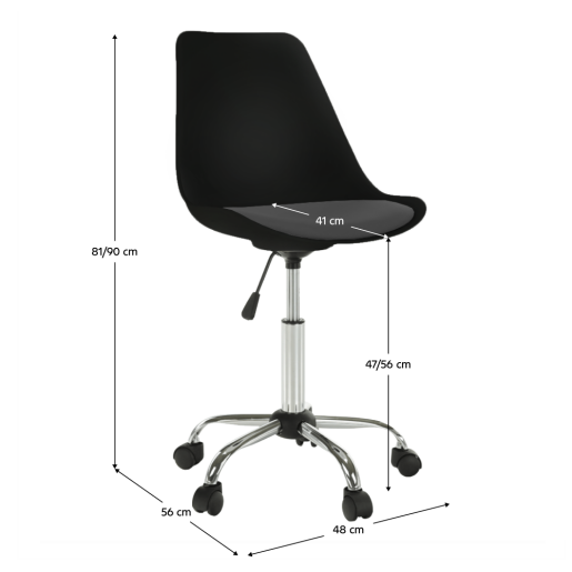 Scaun birou piele ecologica neagra crom Darisa 48x56x81-90 cm