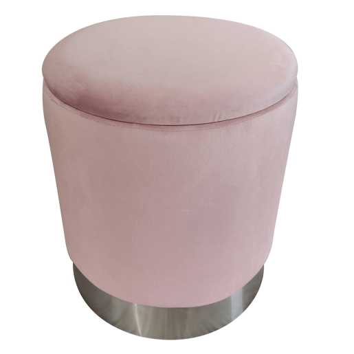 Taburet catifea roz crom argintiu Daron 40x40x45 cm