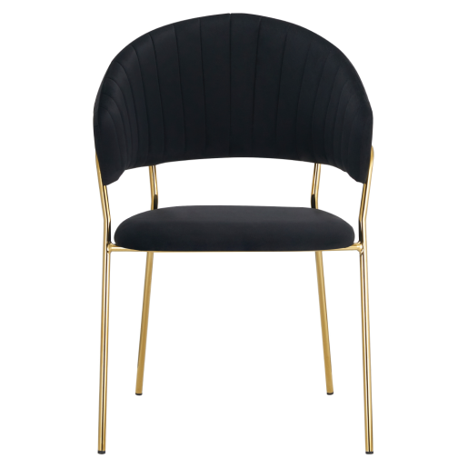 Scaun de design catifea neagra crom auriu Dasmin 58x53x81.5 cm