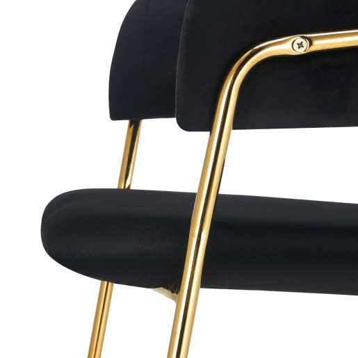 Scaun de design catifea neagra crom auriu Dasmin 58x53x81.5 cm