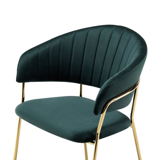 Scaun dining catifea verde smarald metal auriu Dasmin 58x53x81,5 cm