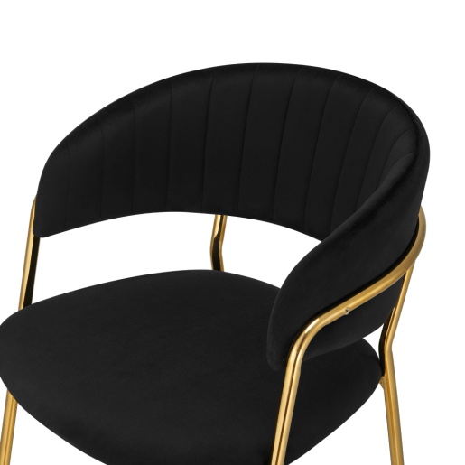 Scaun bar catifea neagra crom auriu Dasmin 55x58x107 cm
