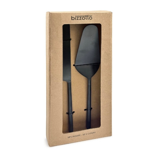 Set 2 tacamuri servire desert otel negru satinat Hestia 6x26h; 2,5x27h