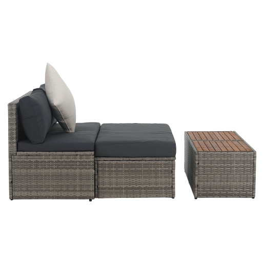 Set mobilier gradina ratan sintetic textil Debra 113x62,5x72 cm, 44x45,5x36 cm