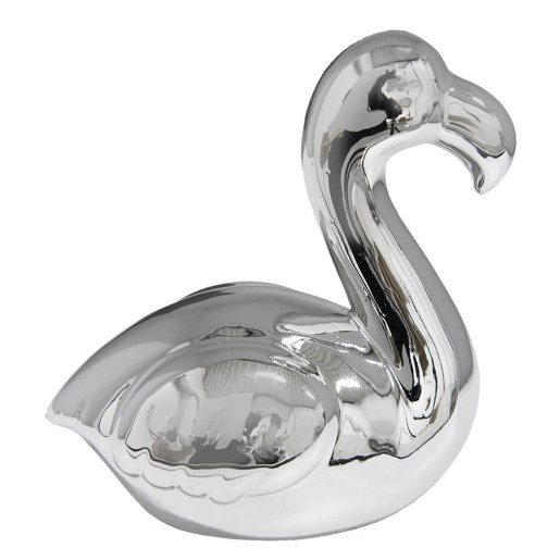 Decoratiune ceramica argintiu Flamingo 12*11 cm