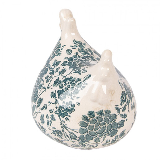 Figurina Paste Gaina ceramica bej verde 12x11x13 cm