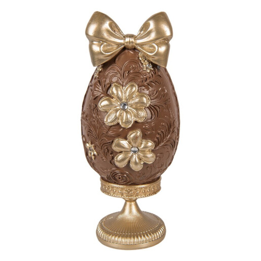 Ou decorativ Paste polirasina maro aurie 10x9x21 cm