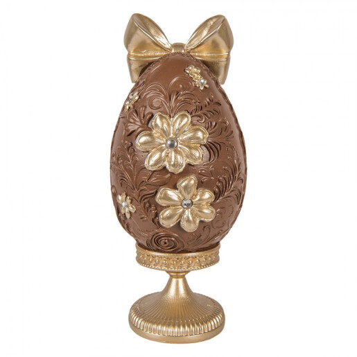 Ou decorativ Paste polirasina maro aurie 10x9x21 cm