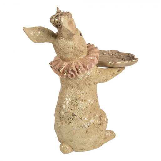 Figurina Iepuras Paste polirasina bej aurie 31x20x33 cm