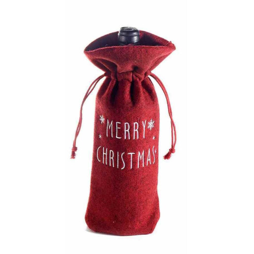  Husa de sticla vin din textil, Craciun 14x5x30 cm