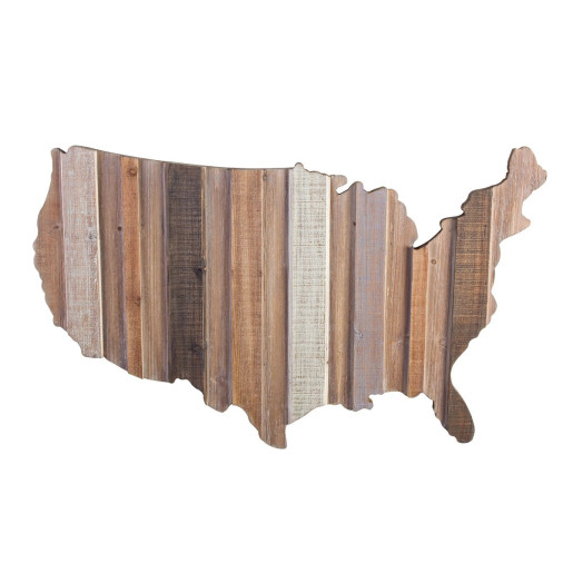 Decoratiune suspendabila perete din lemn harta SUA 101 cm x 3 cm x 61 h