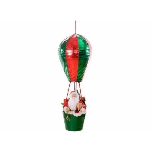 Decoratiune suspendabila Balon Zburator si Mos Craciun din textil verde rosu  Ø 29 x 80 cm