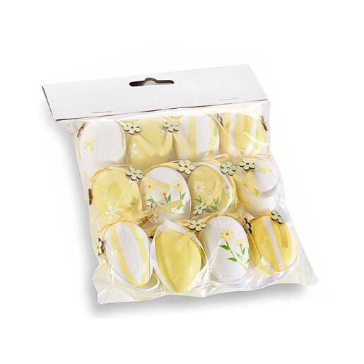 Set 12 oua decorative din plastic 76C 3x4 cm