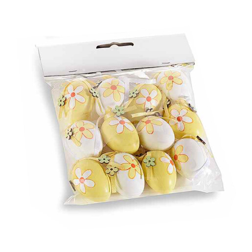 Set 12 oua decorative din plastic 76D 3x4 cm