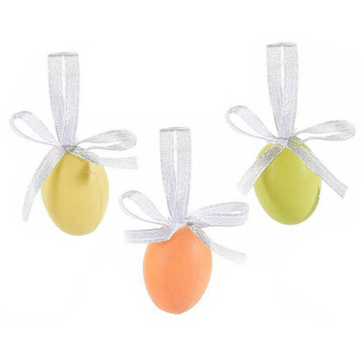 Set 72 oua decorative din plastic portocaliu galben verde 2x3 cm