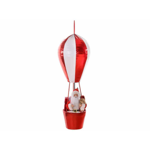 Decoratiune suspendabila Balon Zburator cu Mos Craciun rosu alb Ø 29x80 cm