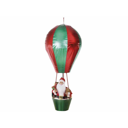 Decoratiune suspendabila Balon Zburator cu Mos Craciun verde rosu Ø 64x150 cm