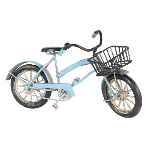 Macheta Bicicleta Retro din metal albastru antichizat 16 cm x 5 cm x 9 h