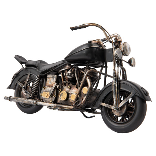 Macheta motocicleta retro metal neagra 35 cm x 13 cm x 20 h